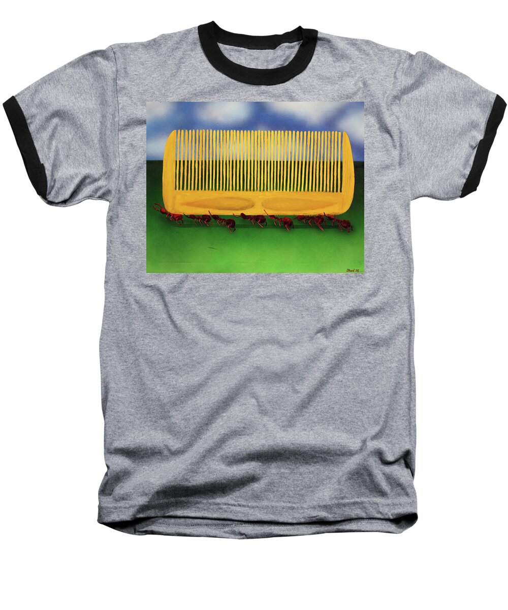 Surrealism Baseball T-Shirt featuring the painting The Great Escape by Thomas Blood