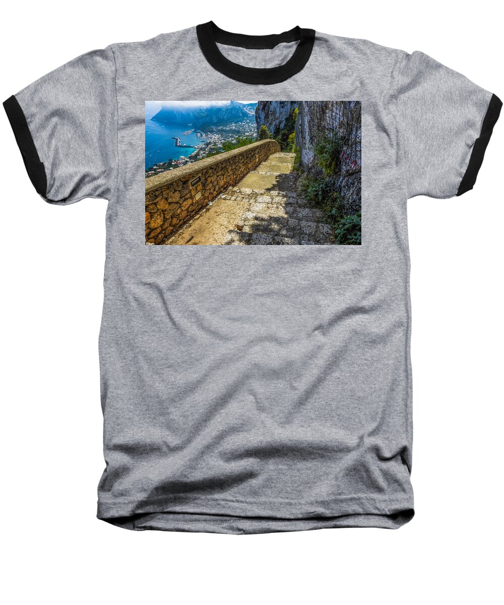 Italy Baseball T-Shirt featuring the photograph The Phoenician Steps - Isle of Capri Italy by Marilyn Burton