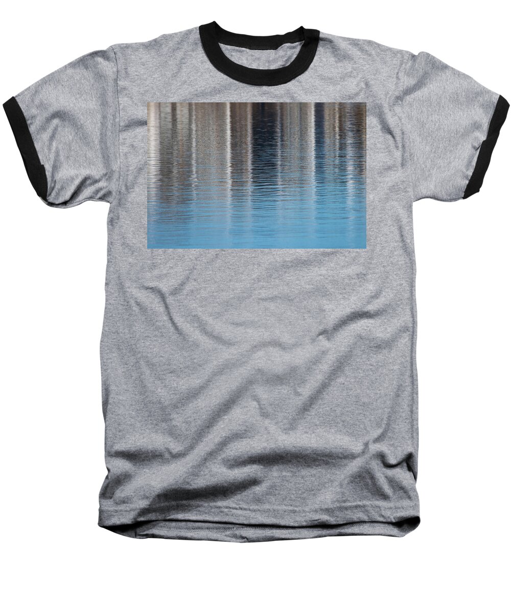 Harbor Abstract Baseball T-Shirt featuring the photograph The Harbor Reflects by Karol Livote