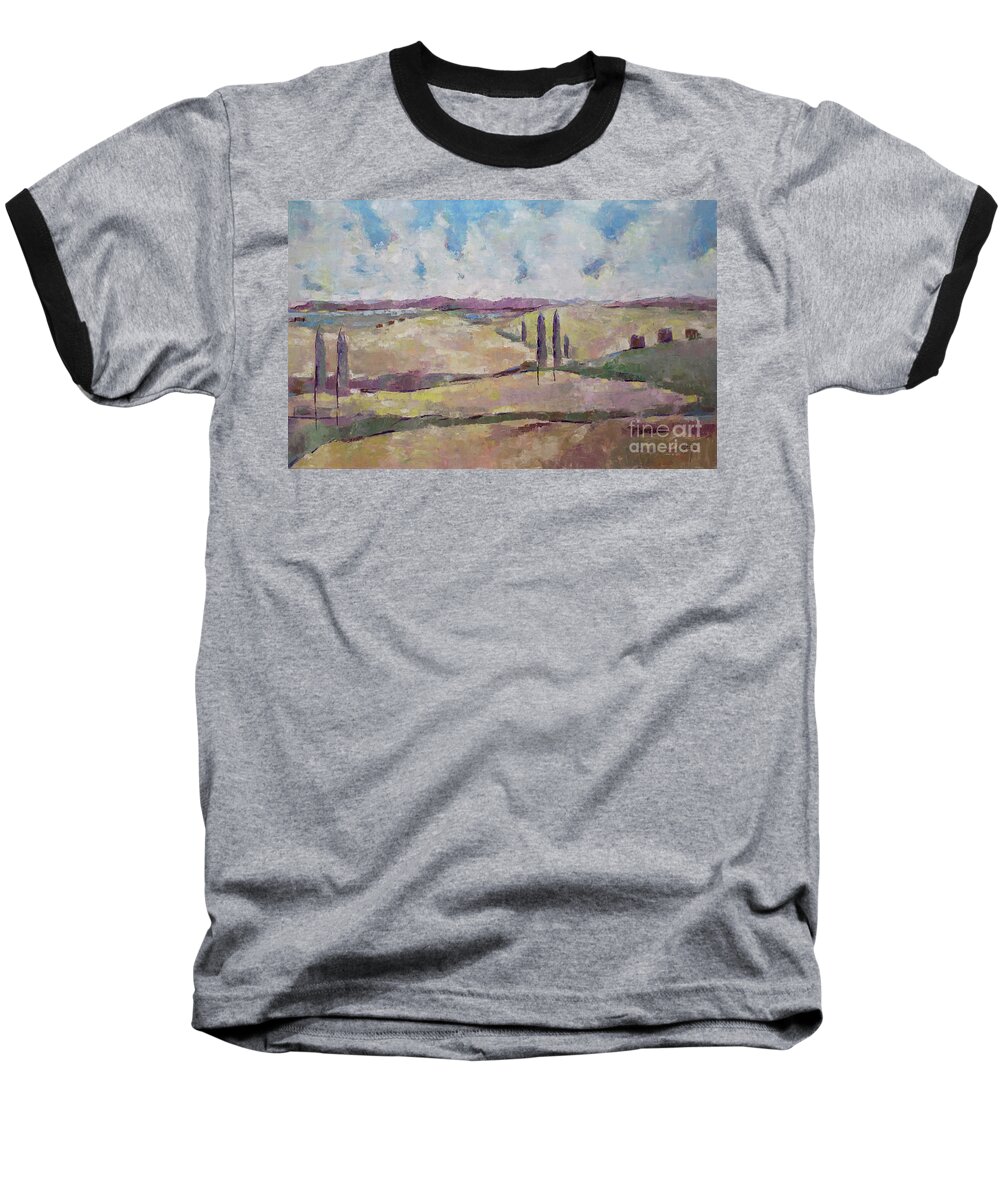 Landscape Baseball T-Shirt featuring the painting The Homeland by Becky Kim