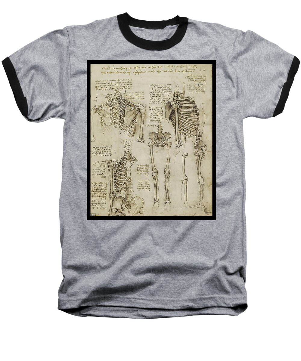 Copyright 2015  James Christopher Hill Baseball T-Shirt featuring the painting The Human Ribcage by James Hill