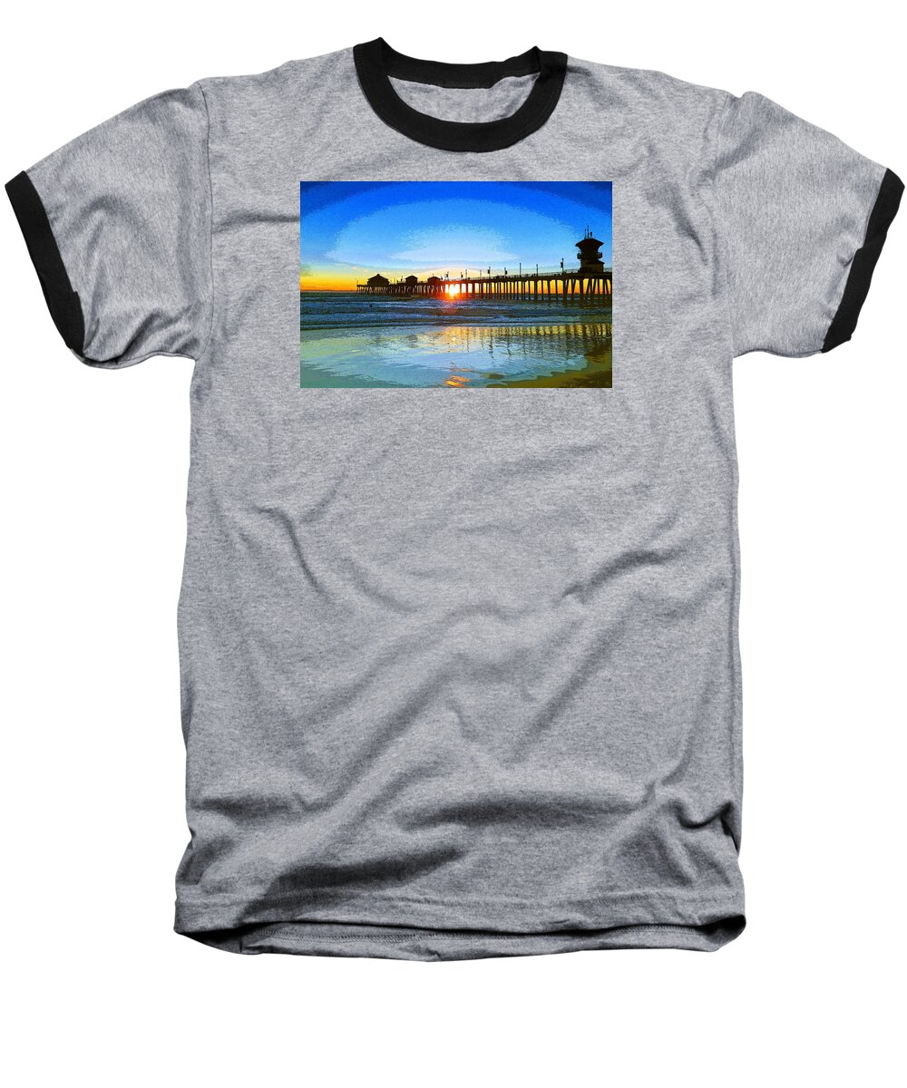 Huntington Beach Baseball T-Shirt featuring the photograph The Huntington Beach pier by Everette McMahan jr
