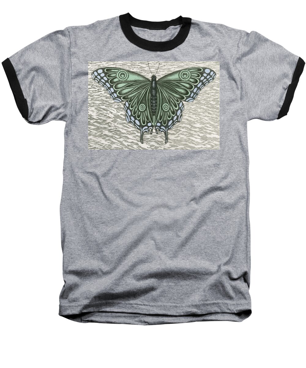 Butterfly Baseball T-Shirt featuring the drawing The Intro-Spector by Charles Harden