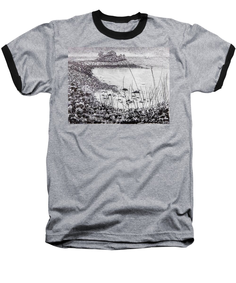 Pen And Ink Baseball T-Shirt featuring the drawing The Knob by Betsy Carlson Cross