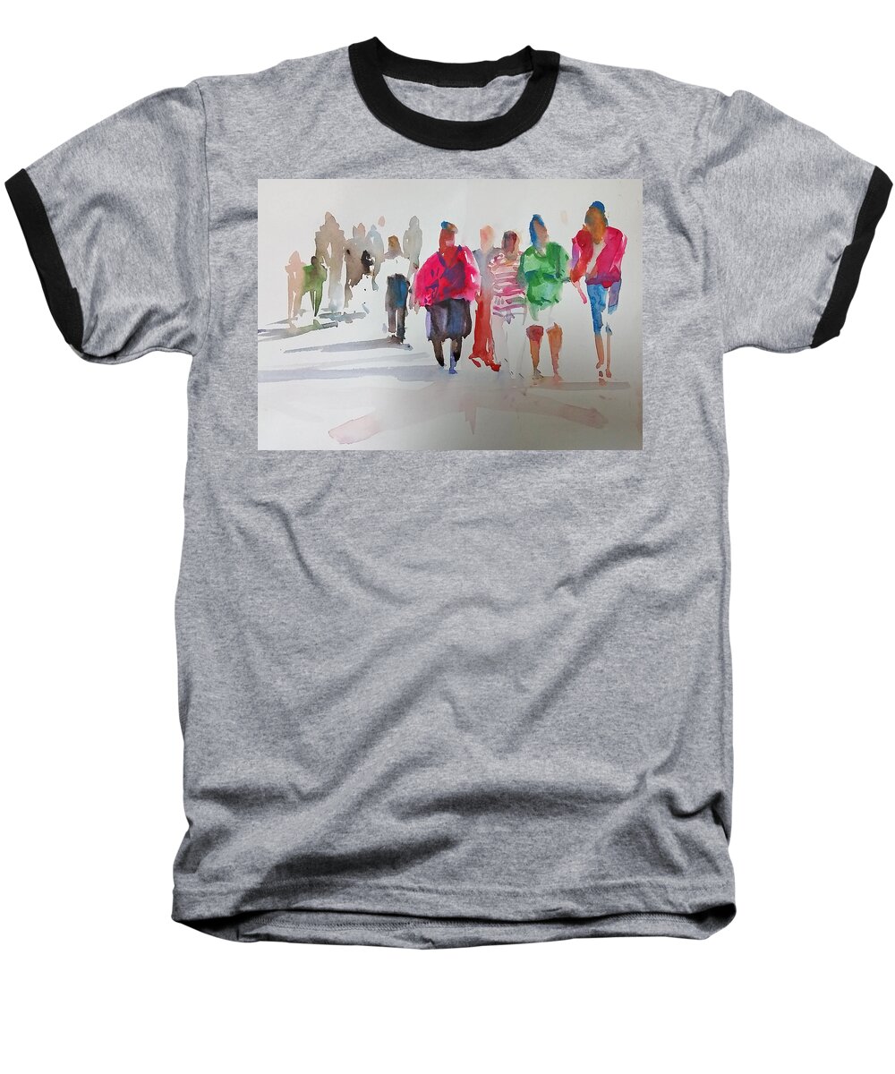 Figures Baseball T-Shirt featuring the painting The Ladies by P Anthony Visco