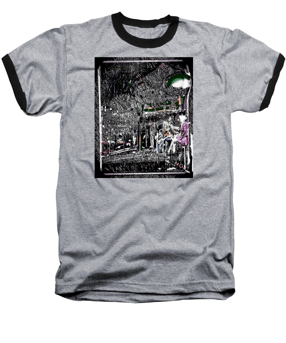 Abstract Baseball T-Shirt featuring the painting The lady in the bus stop by Subrata Bose