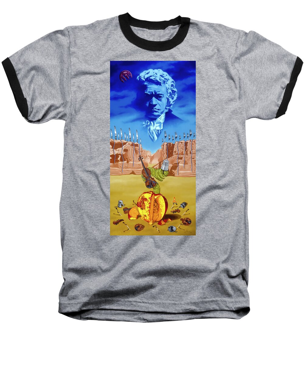  Baseball T-Shirt featuring the painting The Last Soldier an Ode to Beethoven by Paxton Mobley