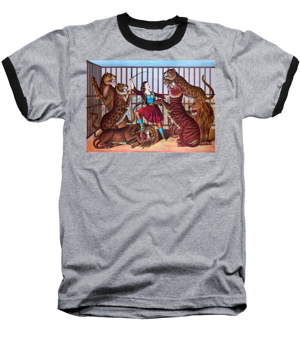 Lions Baseball T-Shirt featuring the painting The lion queen print, 1874 by Vincent Monozlay