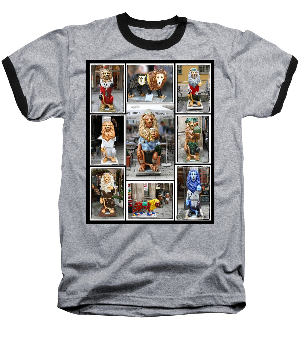 Lions Baseball T-Shirt featuring the photograph The Lions of Munich by Diana Haronis
