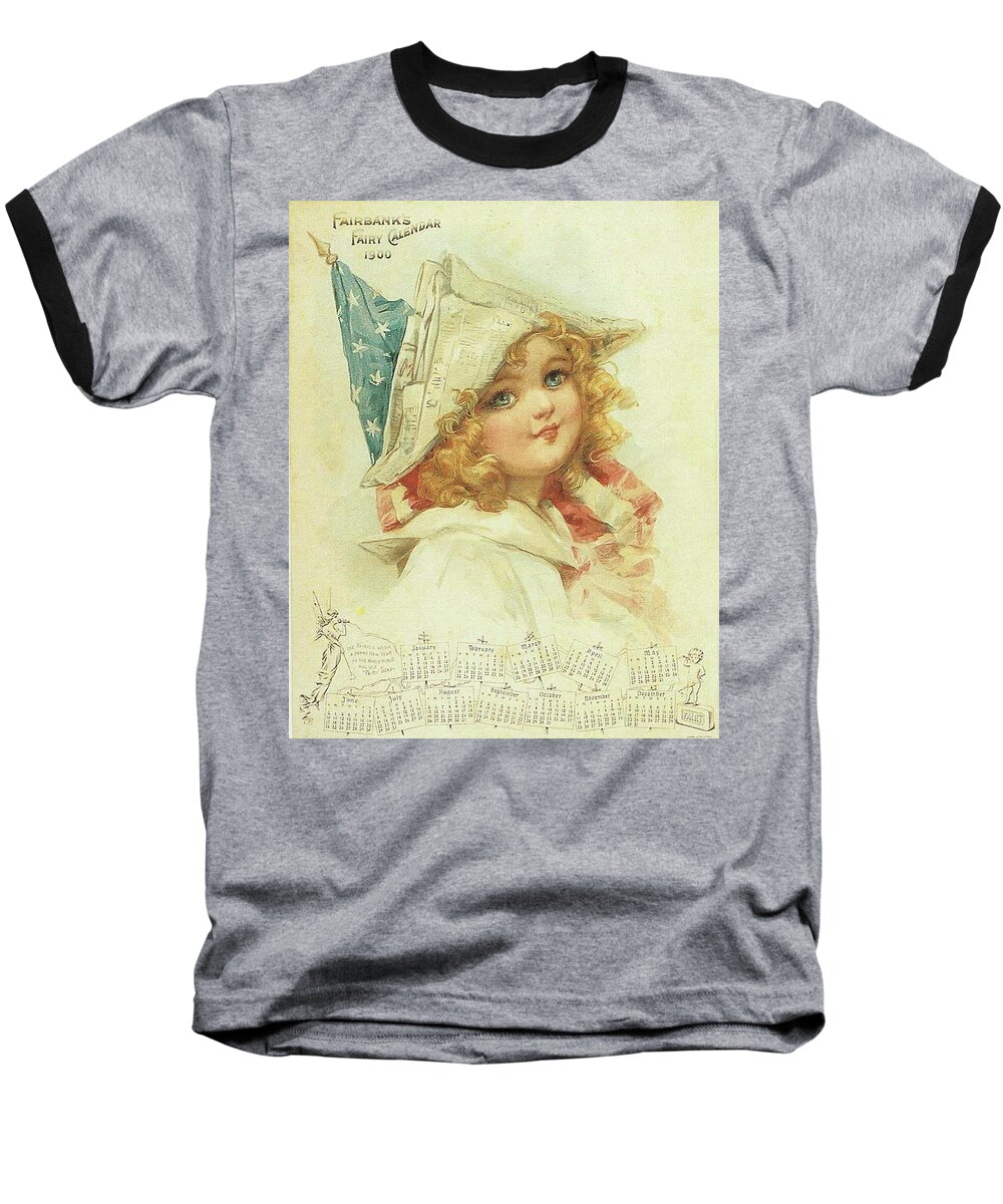 Frances Brundage Baseball T-Shirt featuring the painting The Little Patriot by Reynold Jay