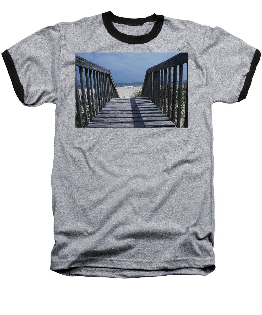 St. George Island Baseball T-Shirt featuring the photograph The Long Walk by Theresa Cangelosi