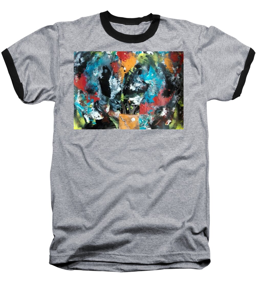 Acrylic Abstract Baseball T-Shirt featuring the painting The Magical Pot by Denise Morgan