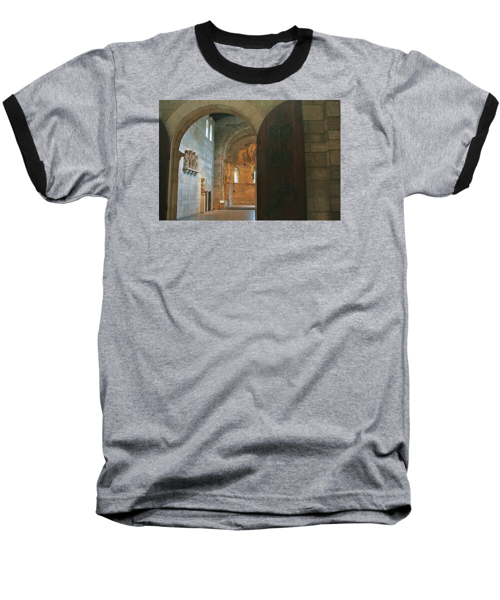 Card Baseball T-Shirt featuring the photograph An Early Morning at the Medieval Abbey by Yvonne Wright
