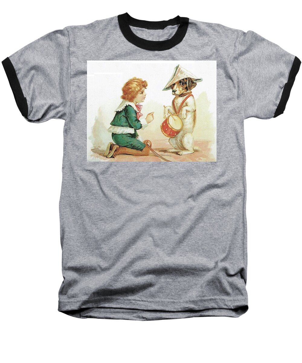 Frances Brundage Baseball T-Shirt featuring the painting The Musical Pooch by Reynold Jay