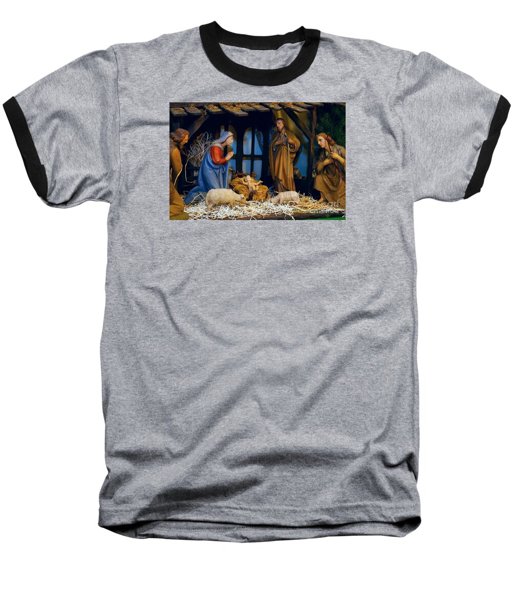 Christmas Cards Baseball T-Shirt featuring the photograph The Nativity by Frank J Casella