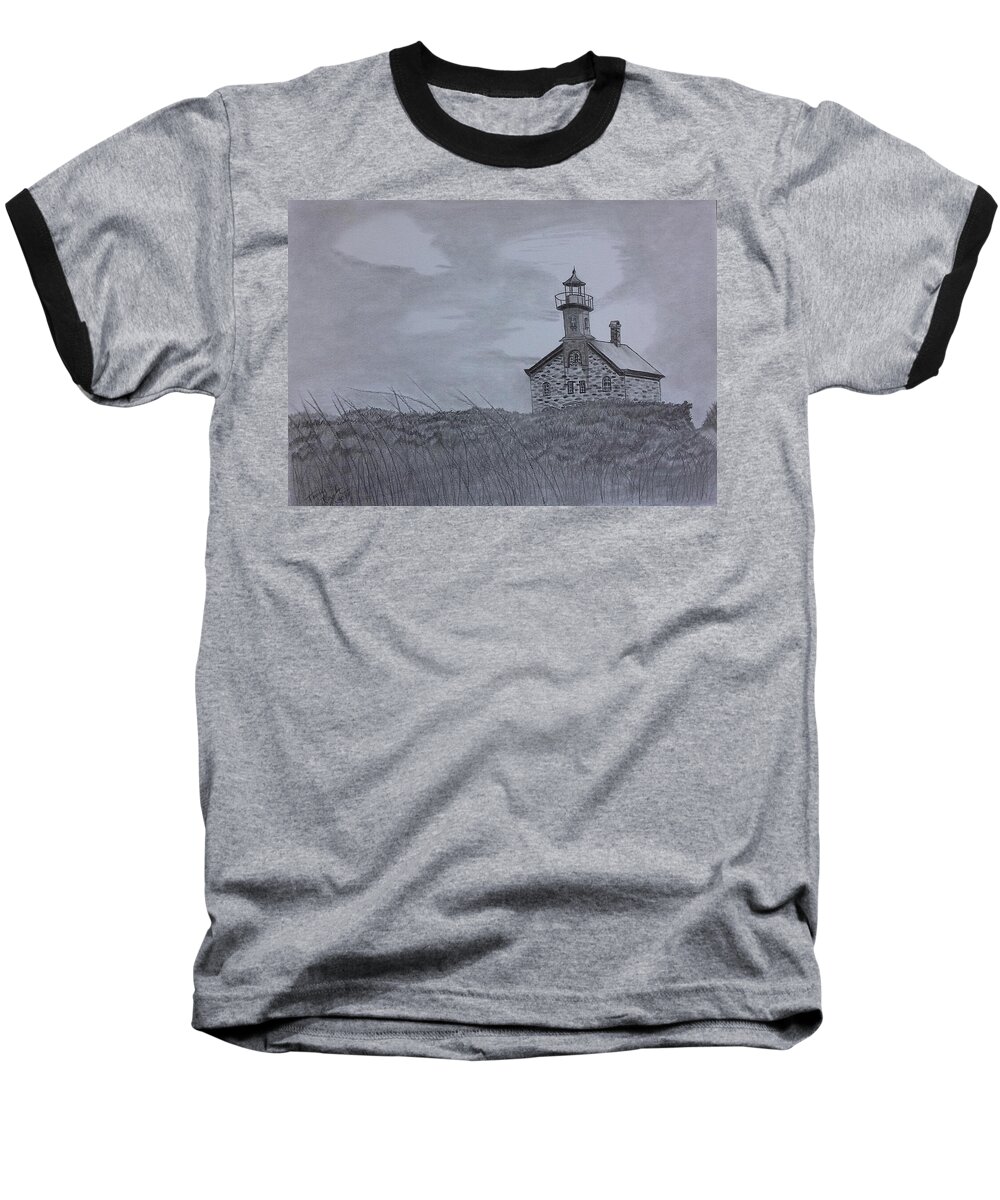 Lighthouses Baseball T-Shirt featuring the drawing The North Light by Tony Clark