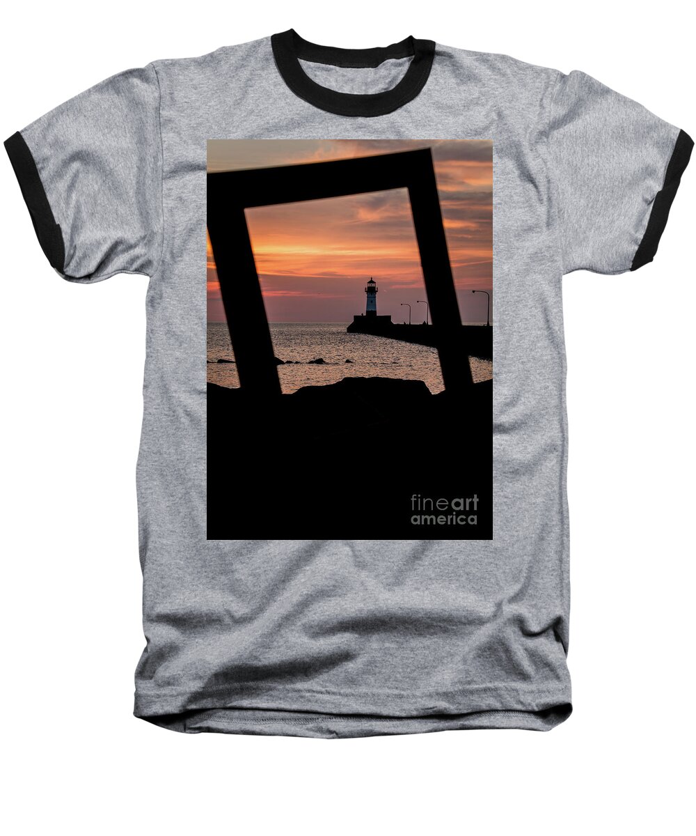 Lake Baseball T-Shirt featuring the photograph The North Pier Lighthouse by Deborah Klubertanz