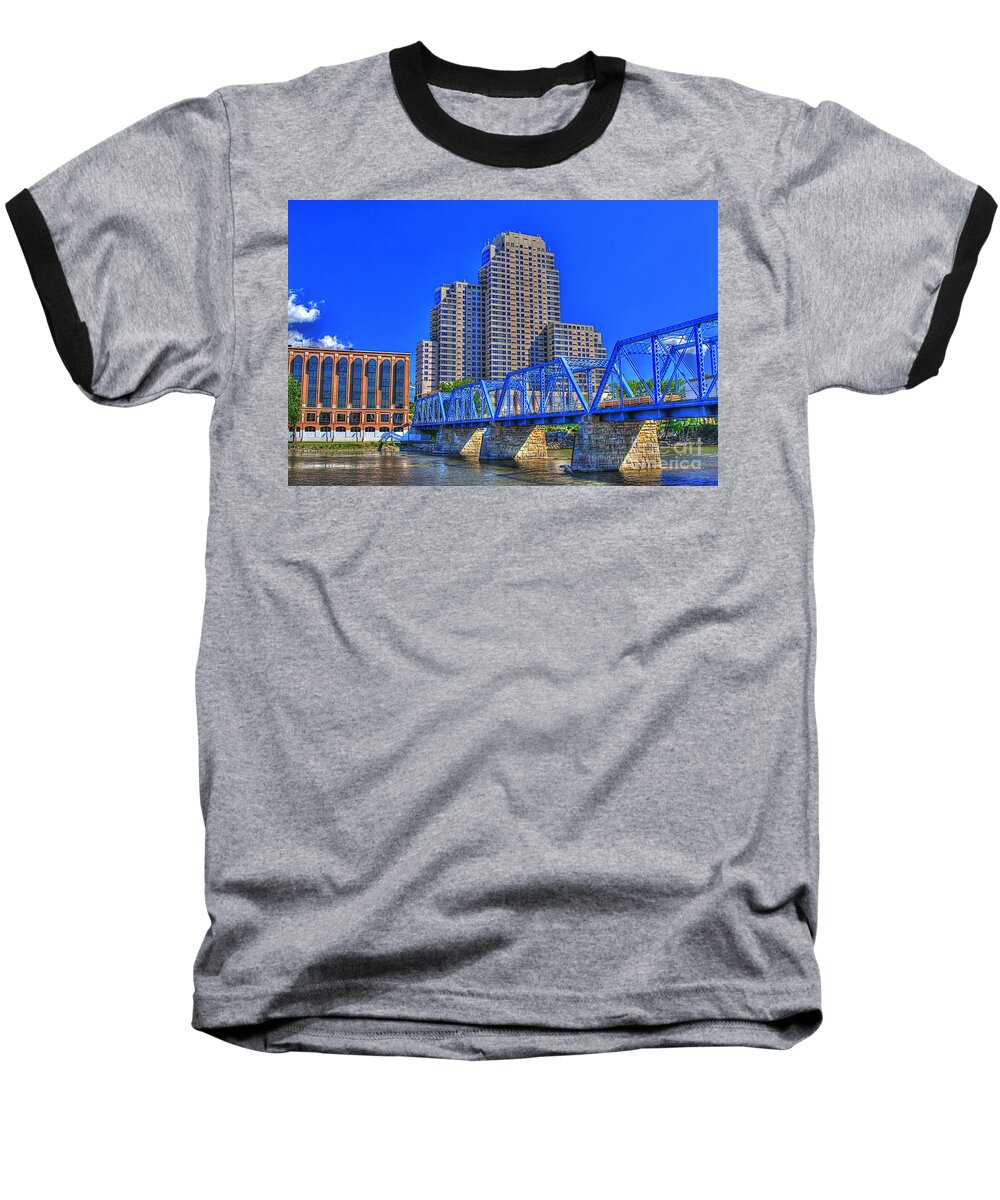 Grand Rapids Michigan Baseball T-Shirt featuring the photograph The Old Blue Bridge by Robert Pearson