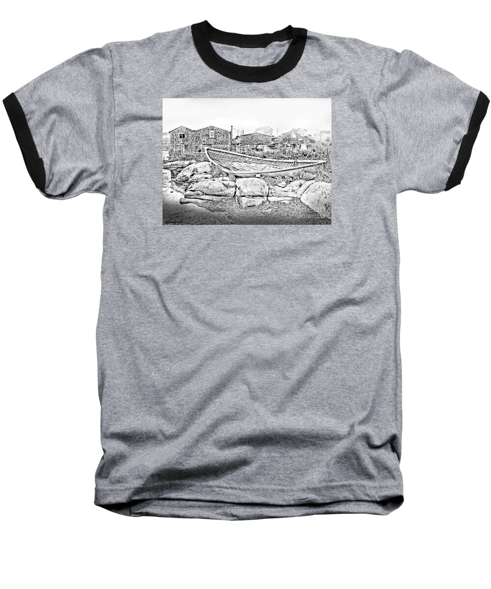 Peggy's Cove Baseball T-Shirt featuring the photograph The Old Boat At Peggy's Cove by Pat Davidson