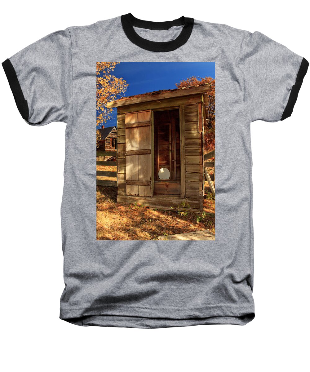 Outhouse Baseball T-Shirt featuring the photograph The Old Outhouse by James Eddy