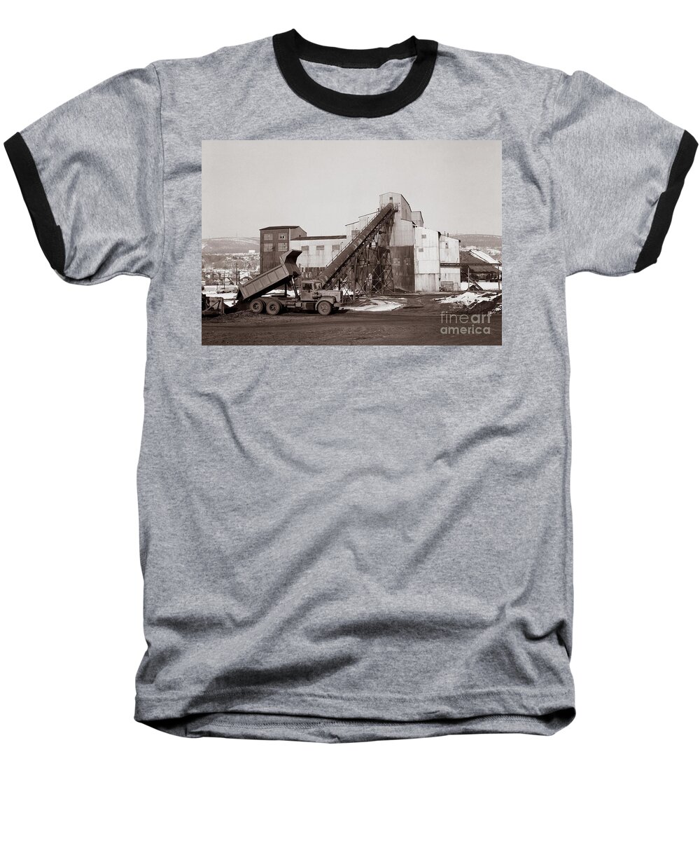 Anthracite Coal Baseball T-Shirt featuring the photograph The Olyphant Pennsylvania Coal Breaker 1971 by Arthur Miller