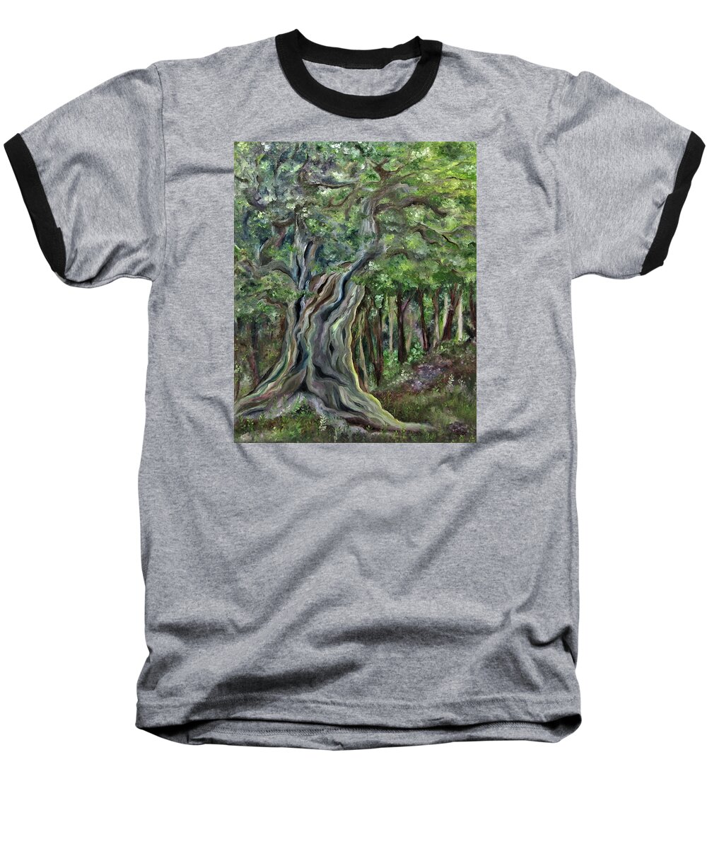 Fairy Tale Baseball T-Shirt featuring the painting The Om Tree by FT McKinstry