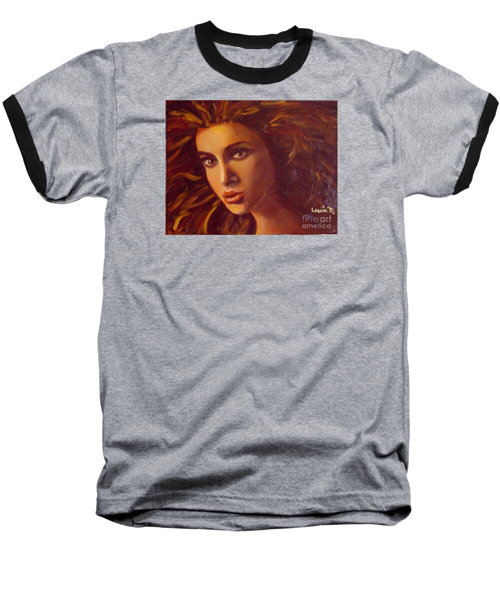 Portrait Baseball T-Shirt featuring the painting The Oracle by Laurie Morgan