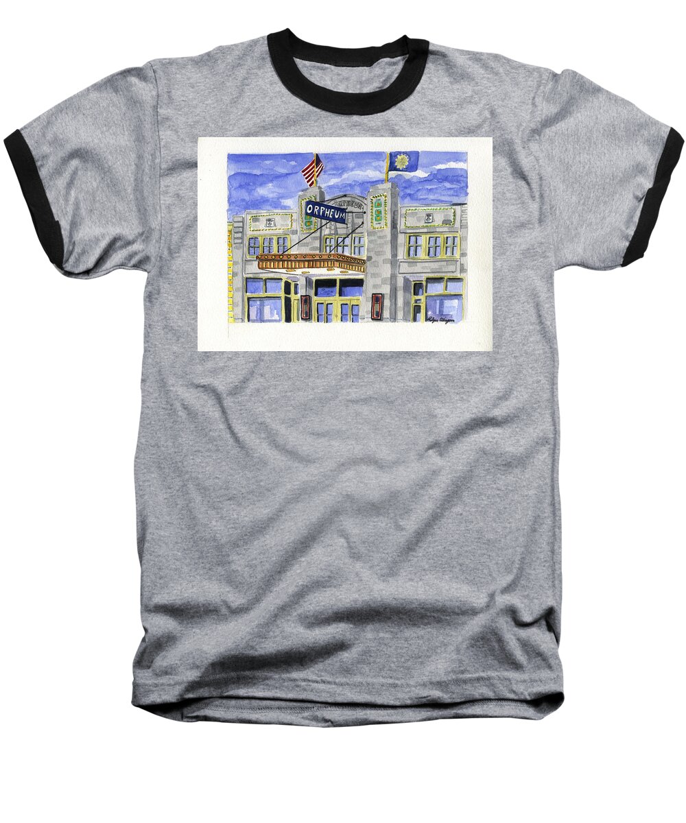 Plein Air Baseball T-Shirt featuring the painting The Orpheum by Rodger Ellingson