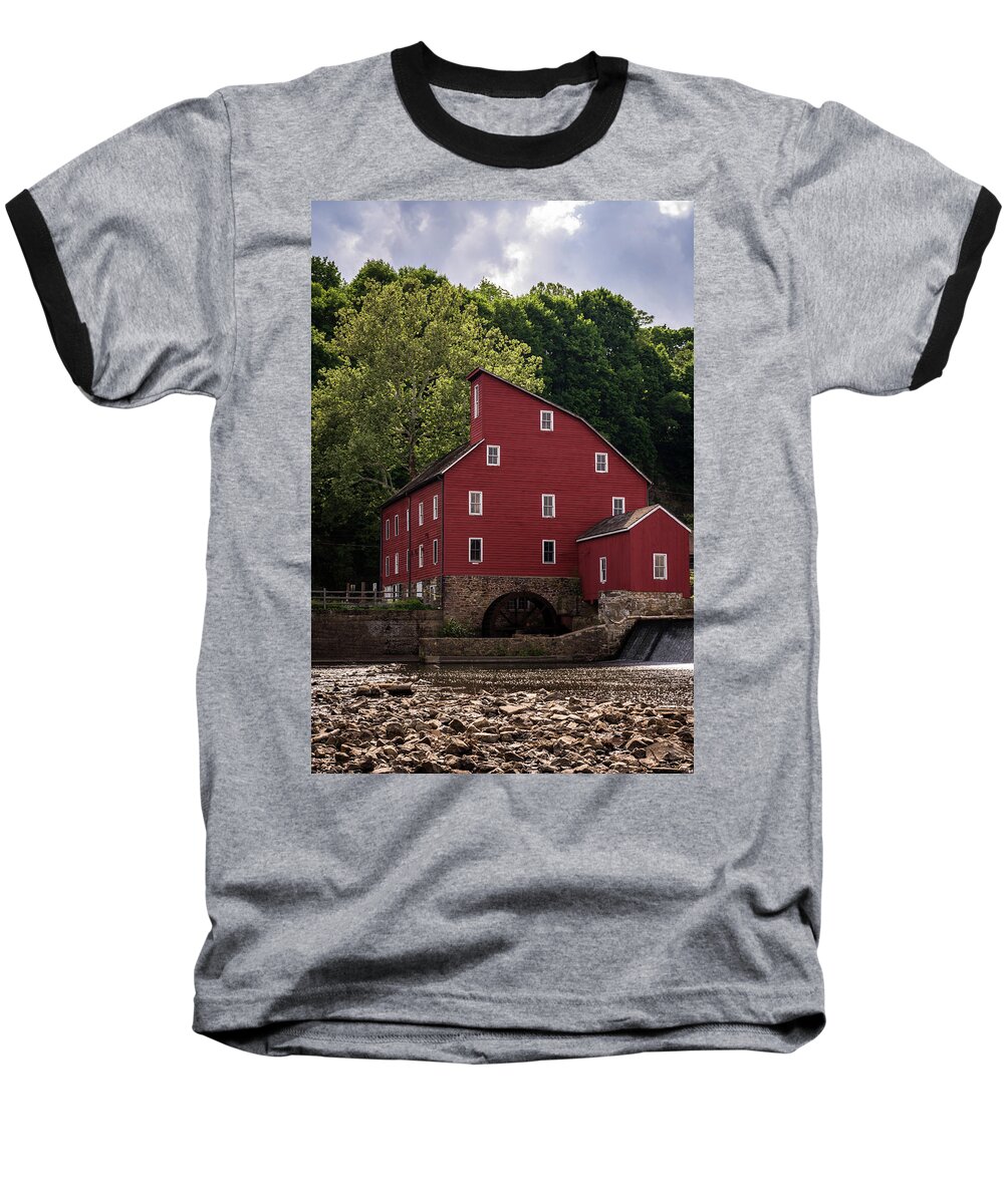 Terry D Photography Baseball T-Shirt featuring the photograph The Red Mill New Jersey by Terry DeLuco