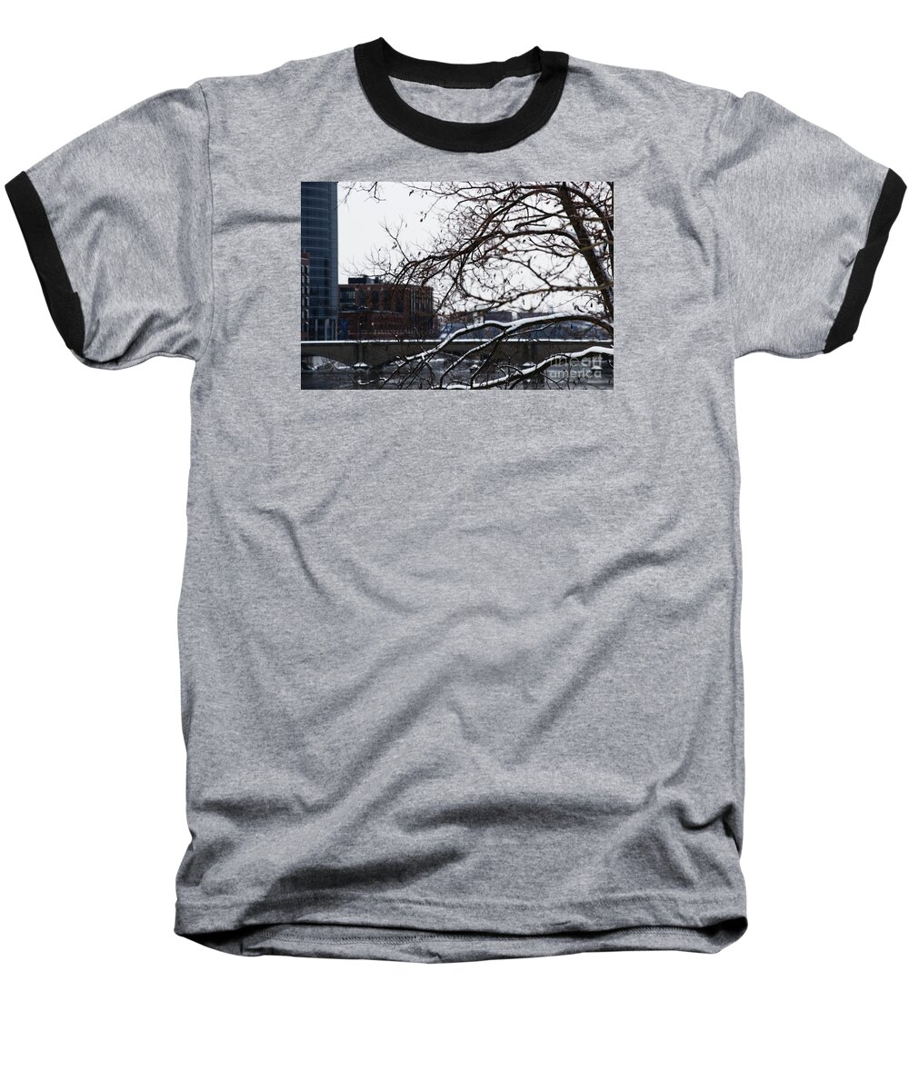 Winter Baseball T-Shirt featuring the photograph The River Divide by Linda Shafer