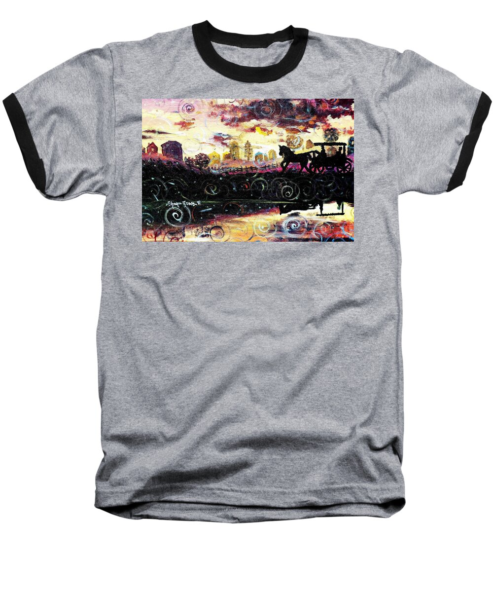Horse And Buggy Baseball T-Shirt featuring the painting The Road to Home by Shana Rowe Jackson