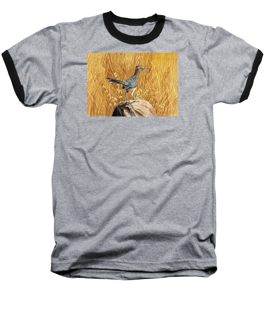 Roadrunner Baseball T-Shirt featuring the drawing The Roadrunner by Timothy Livingston