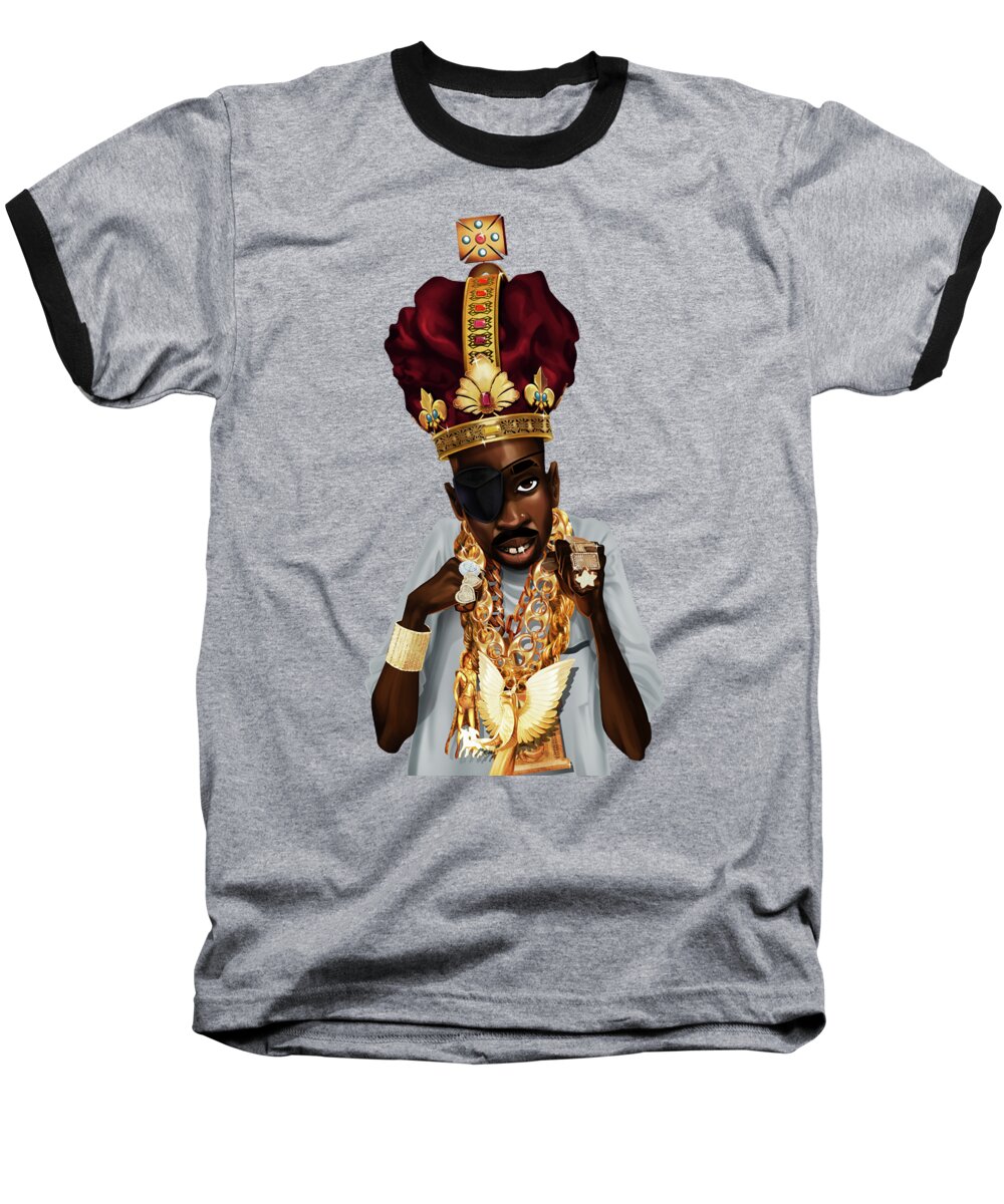 Slick Rick Baseball T-Shirt featuring the drawing The Rula by Nelson Dedos Garcia