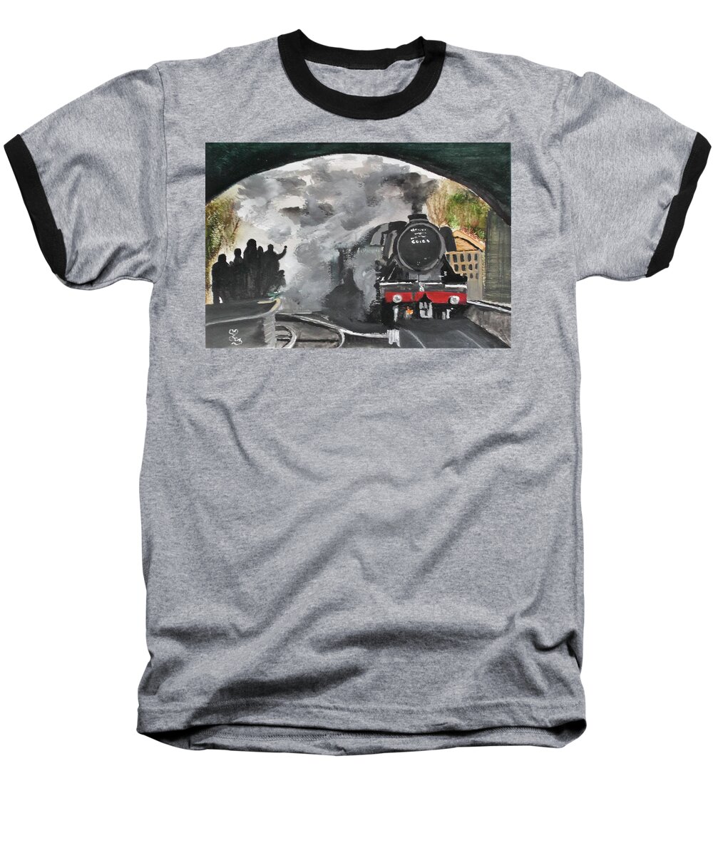 Flying Scotsman Baseball T-Shirt featuring the painting The Scotsman by Carole Robins