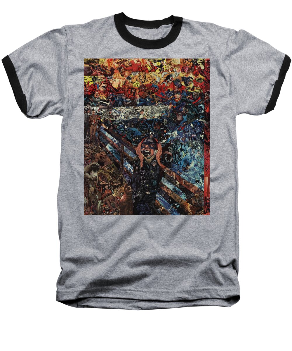 Collage Baseball T-Shirt featuring the mixed media The Scream After Edvard Munch by Joshua Redman