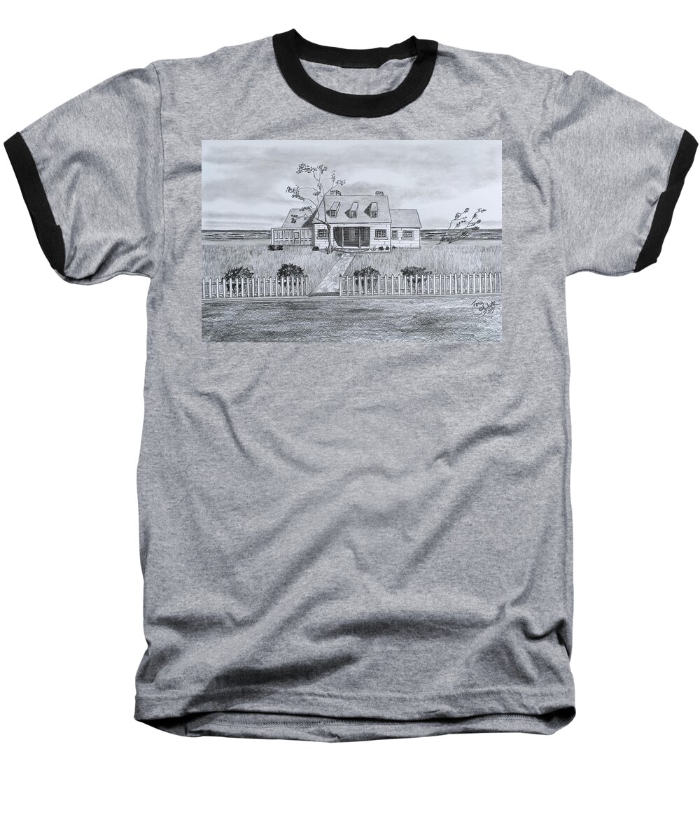 Sea Captain Baseball T-Shirt featuring the drawing The Sea Captains House by Tony Clark