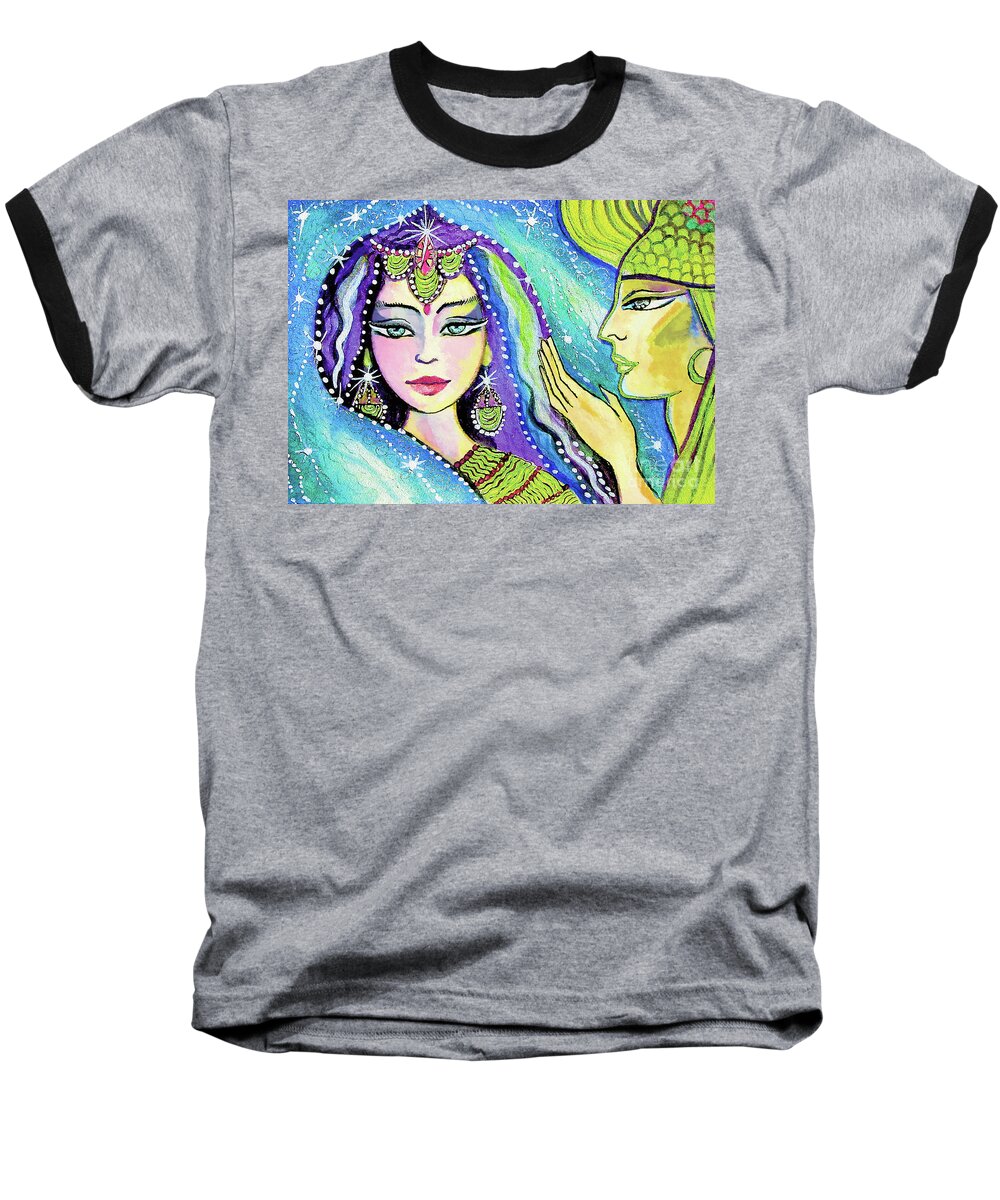 Indian Goddess Baseball T-Shirt featuring the painting The Secret by Eva Campbell