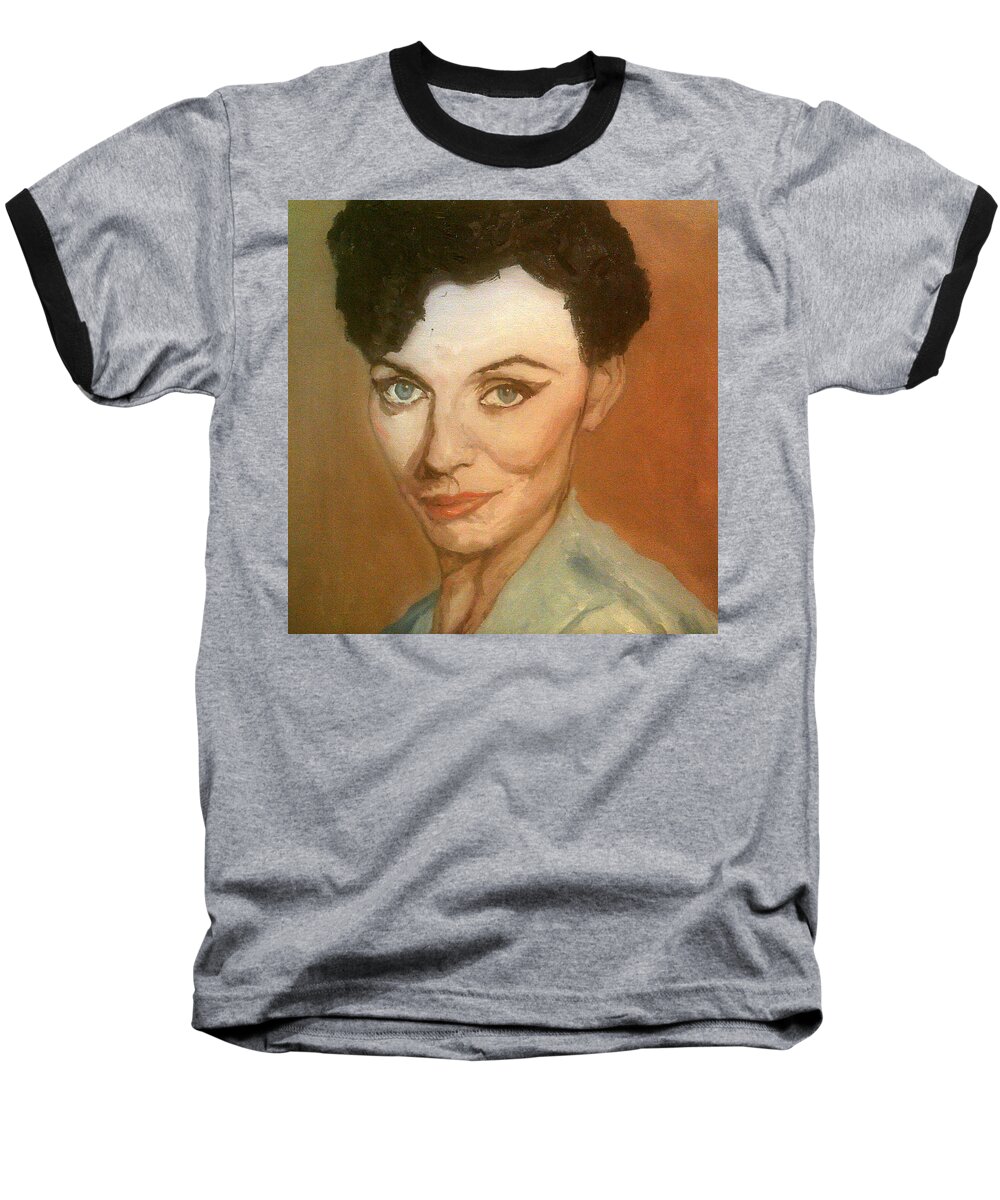 Beauty Self-confidence Glow Brunette Beautiful Actress Smile Aura Eyes Lesley Anne Down Baseball T-Shirt featuring the painting The Self-Confidence Of Beauty by Peter Gartner