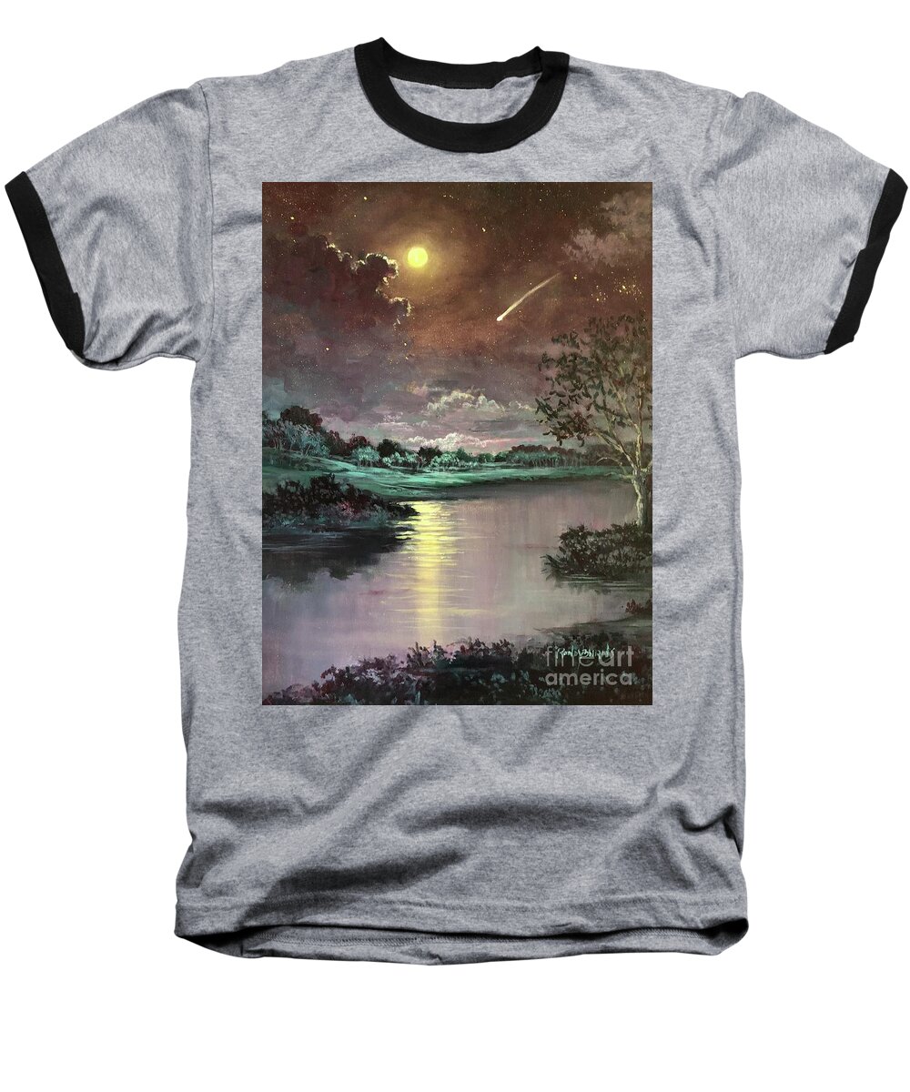 Stars Baseball T-Shirt featuring the painting The Silence of A Falling Star by Rand Burns