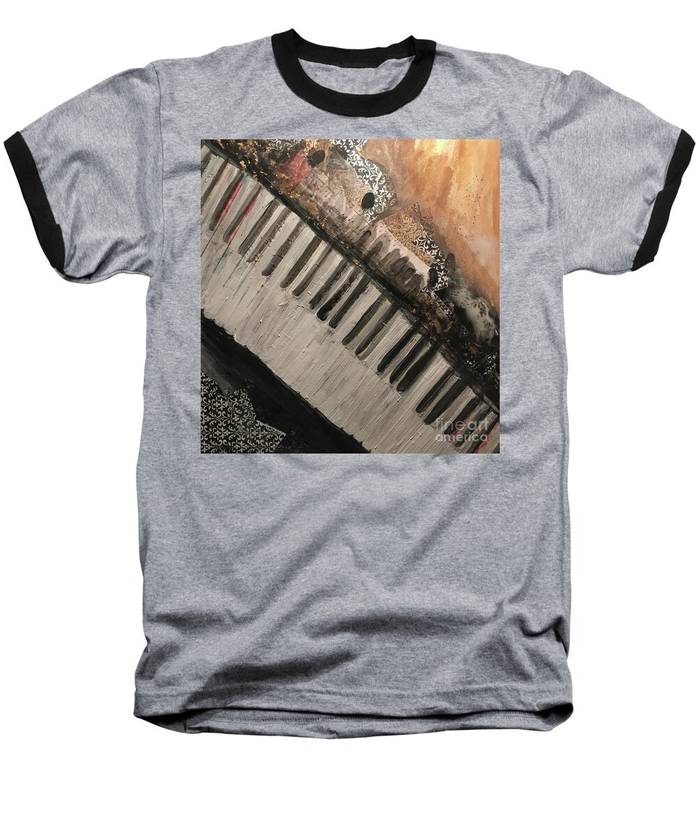Music Baseball T-Shirt featuring the mixed media The Song Writer 2 by Sherry Harradence