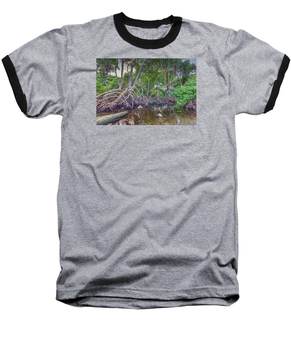 Trinidad Baseball T-Shirt featuring the photograph The Swamp by Nadia Sanowar