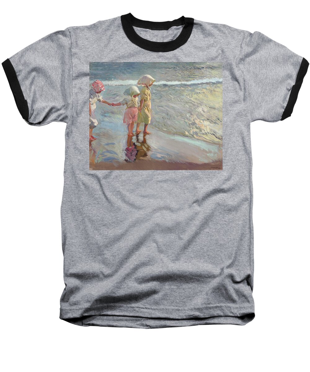 19th Century Art Baseball T-Shirt featuring the painting The Three Sisters on the Beach by Joaquin Sorolla