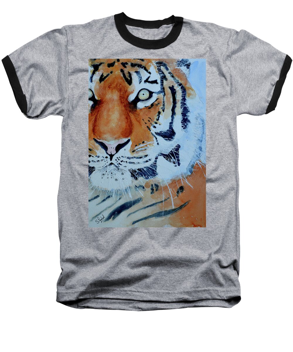 Tiger Baseball T-Shirt featuring the painting The Tiger by Steven Ponsford