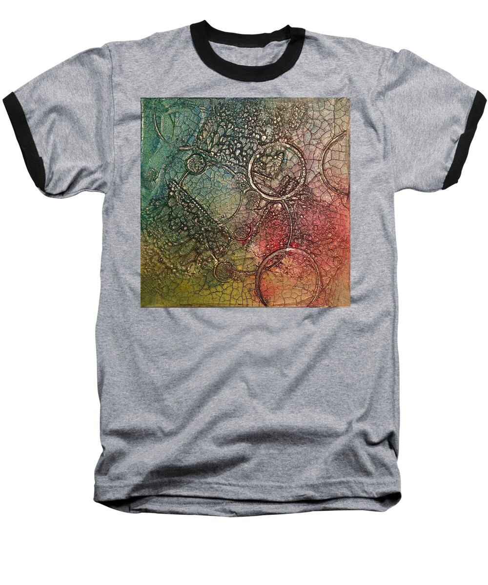 Abstract Baseball T-Shirt featuring the painting The Universe by Sharon Cromwell