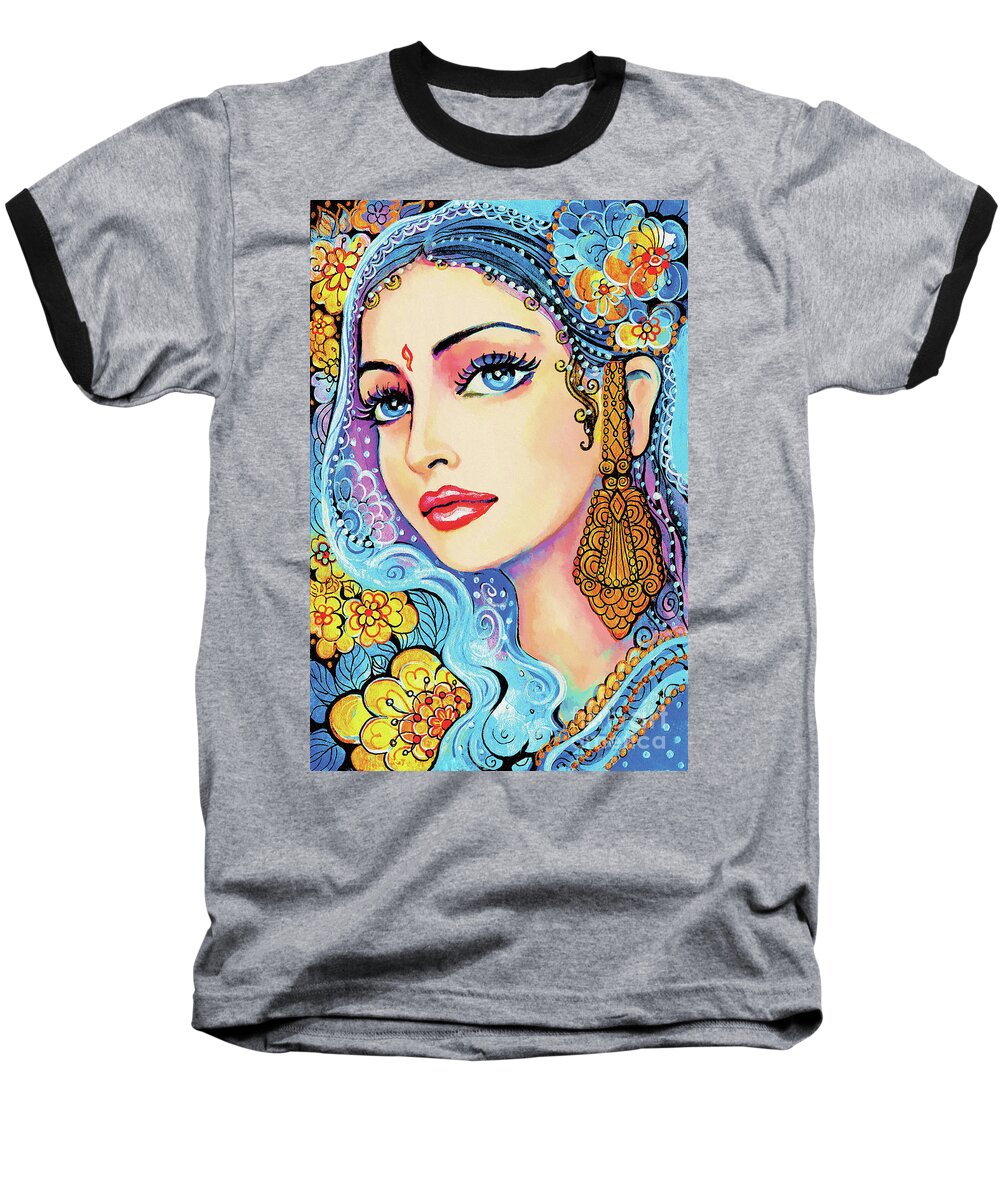 Indian Woman Baseball T-Shirt featuring the painting The Veil of Aish by Eva Campbell