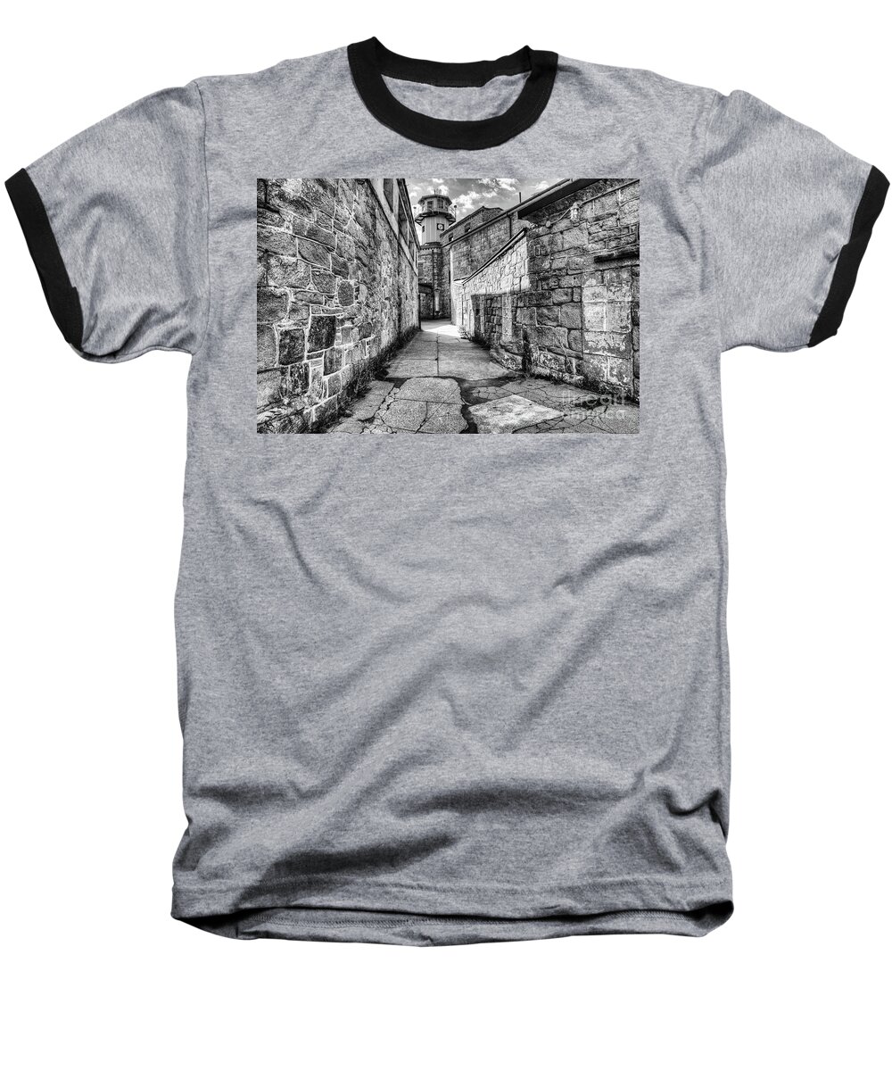 Eastern State Penitentiary Baseball T-Shirt featuring the photograph The Watch Tower Eastern State Penitentiary by Anthony Sacco