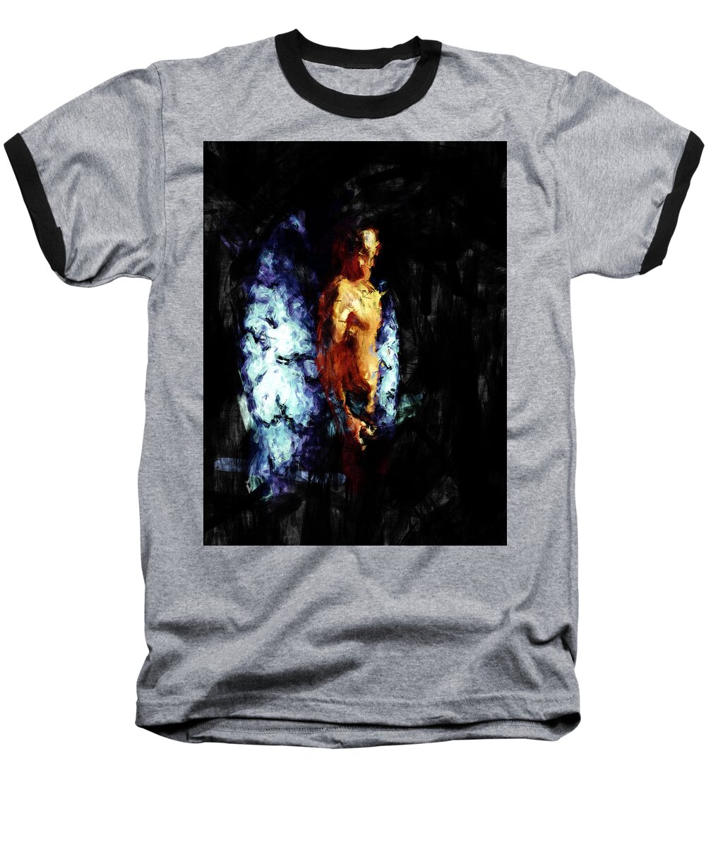 Man Baseball T-Shirt featuring the painting The Watcher by Adam Vance