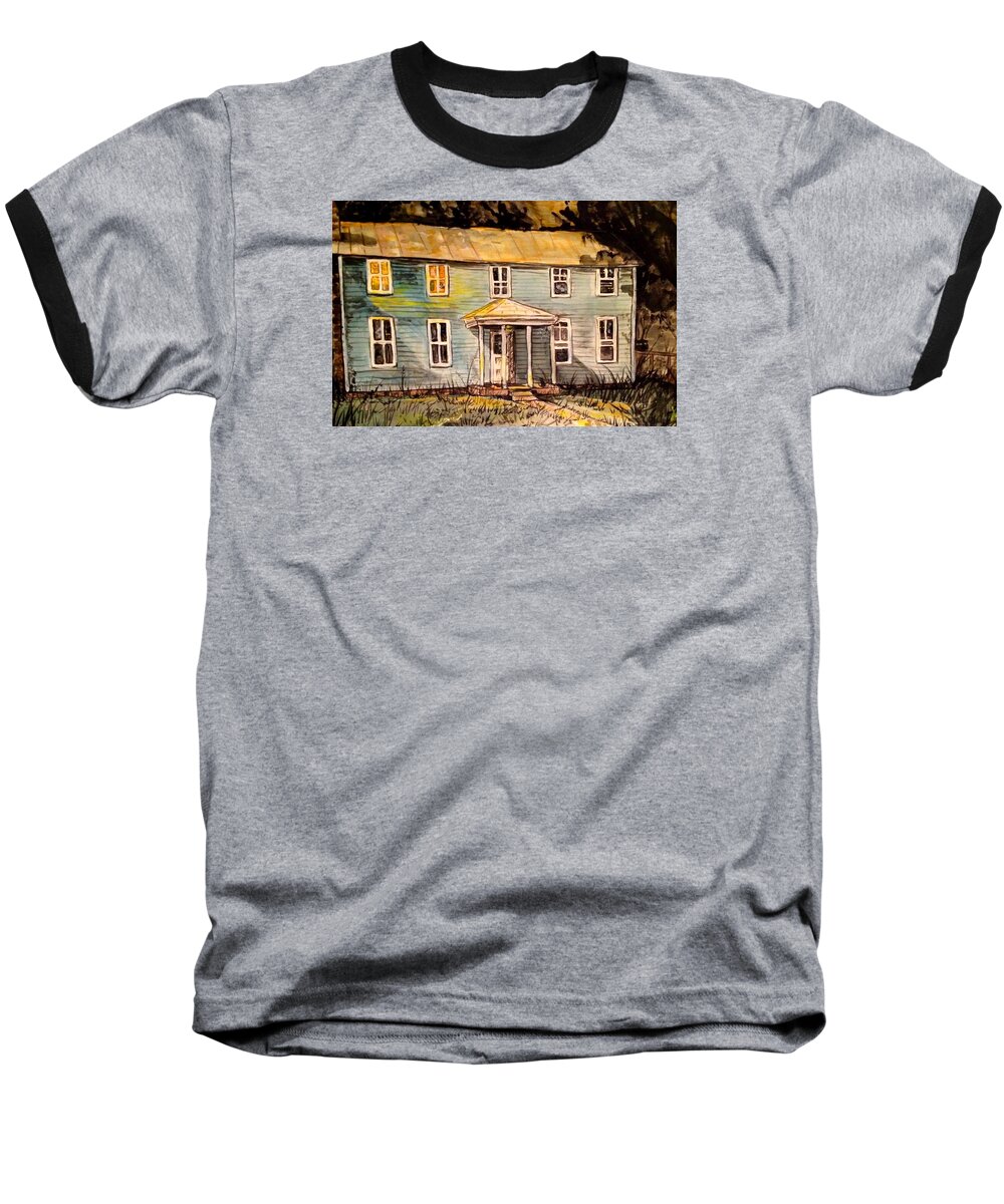 Ruins Baseball T-Shirt featuring the painting The Watchers by Alexandria Weaselwise Busen