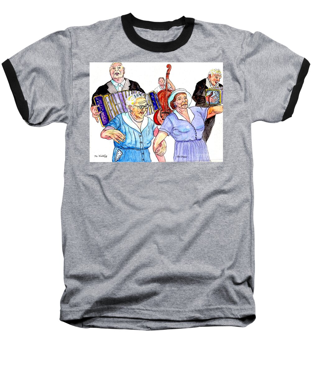 Phil Bracco Baseball T-Shirt featuring the painting The Wedding - Life On The Stoop by Philip And Robbie Bracco