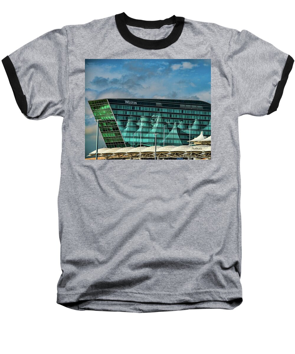 Denver Baseball T-Shirt featuring the photograph The Westin at Denver Internation Airport by Tim Kathka